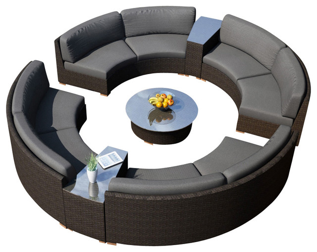Arden Eclipse 7 Piece Round Sectional Set, Charcoal Cushions