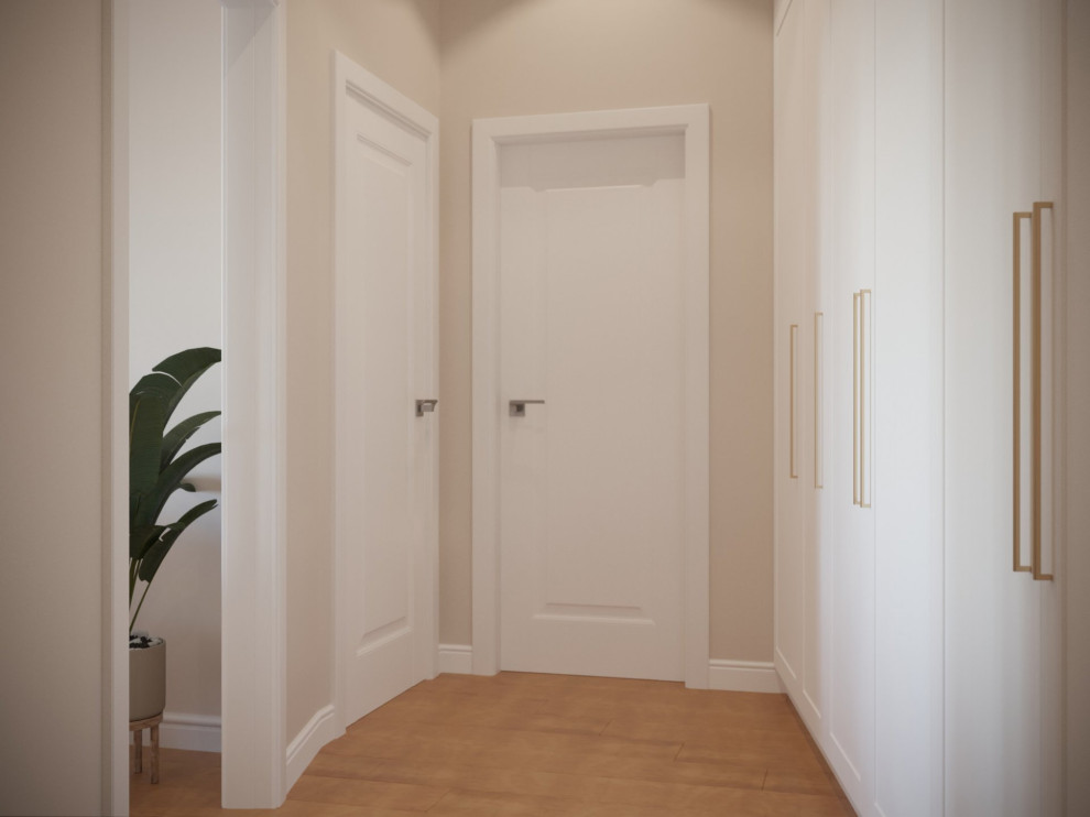 Inspiration for a small scandinavian hallway in Amsterdam with beige walls.
