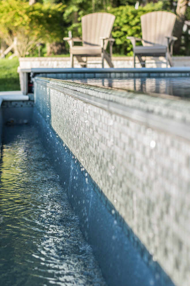 Infinity Edge Fiberglass Pool with Automatic Cover - Beach Style - Pool ...