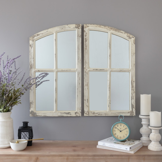 Jolene Arch Window Pane Mirrors Set Of, Wood Arch Window Mirror Design