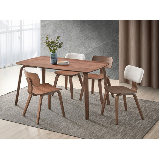 Pemberly Row Contemporary Rectangular Rubberwood Dining Table in Walnut ...