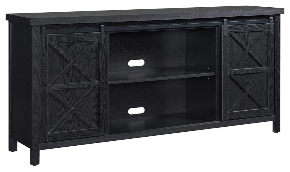 Elmwood Rectangular TV Stand for TV's up to 80 in Black Grain ...