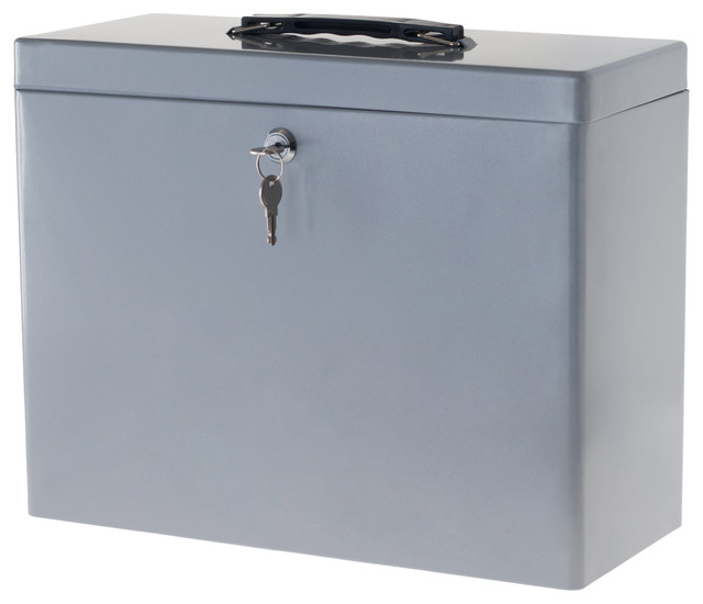 Locking File Storage Box with Handle Portable Steel Lockbox by