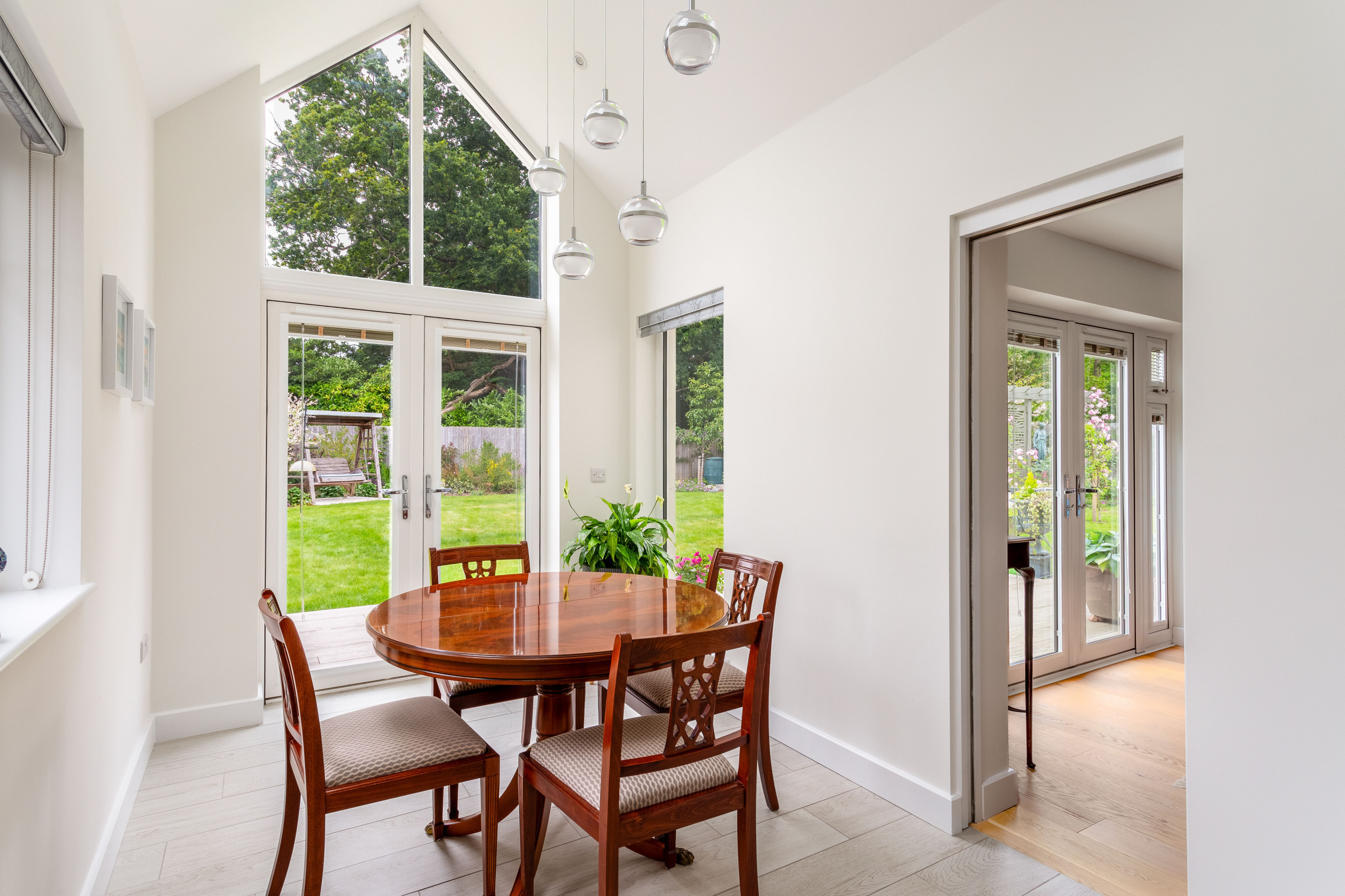View of dining space and living space