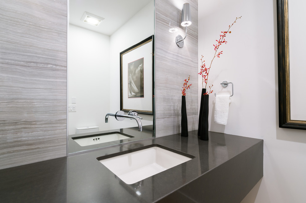 Inspiration for a contemporary powder room remodel in Orange County