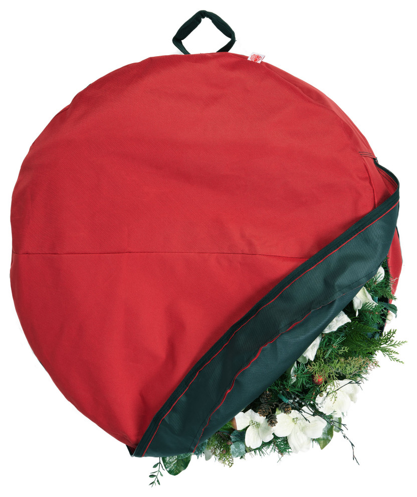 36" Hanging Christmas Wreath Storage Container Contemporary Holiday