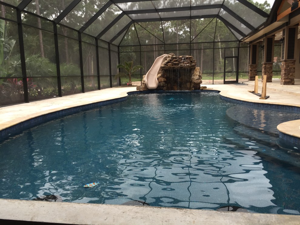 Pool - rustic pool idea in New York