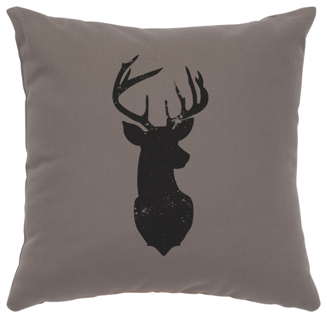 Image Pillow 16x16 Deer Head Silhouette Cotton Chrome