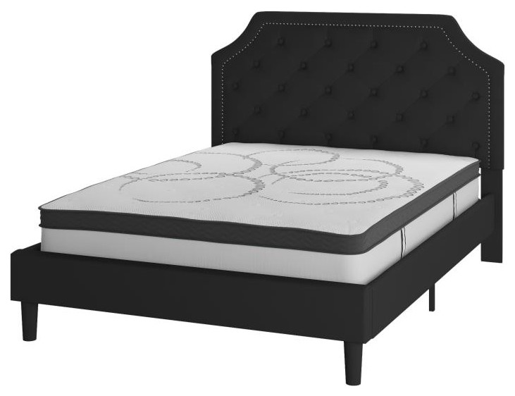 Queen Platform Bed Set, Black Contemporary Platform Beds by BisonOffice Houzz