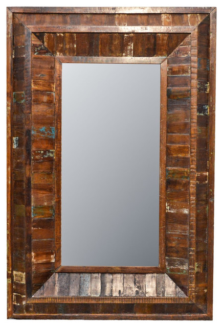 Rustic Reclaimed Rectangle Wooden, Wooden Mirror Frame Design