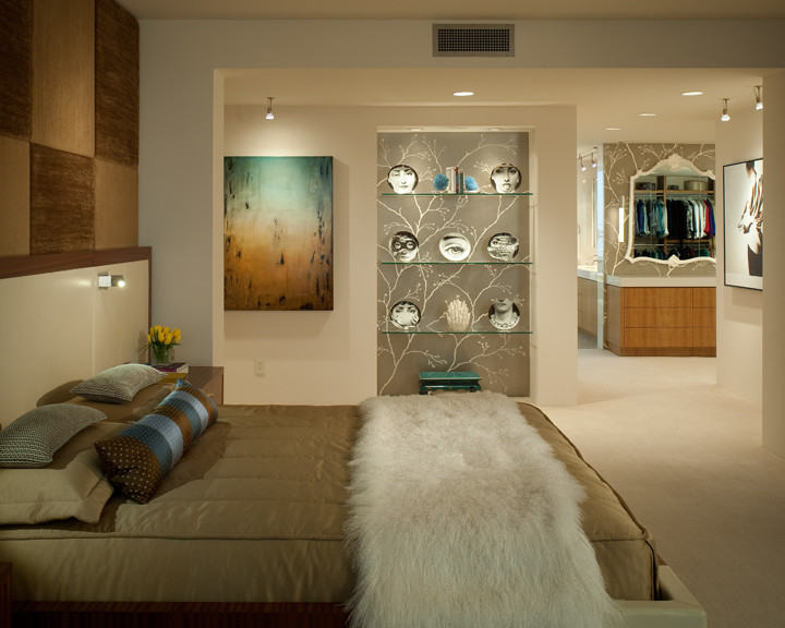Design ideas for a contemporary bedroom in San Diego.