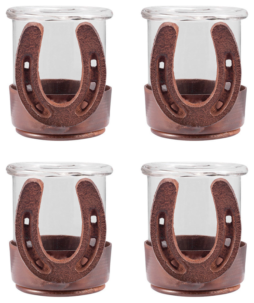 Pomeroy Horse Shoe, Set of 4, Votives, Montana Rustic Southwestern