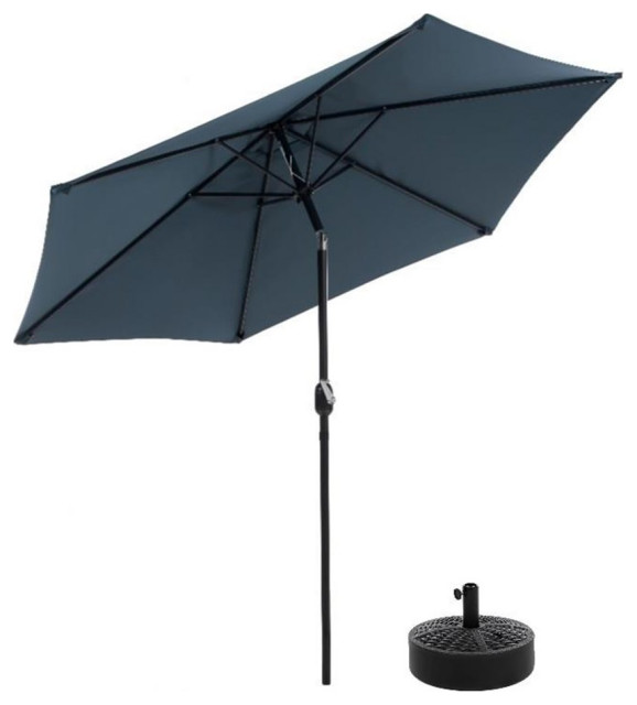 Greemotion Set of 2 Halo 9Ft Navy Tilting Fabric Patio Umbrella with