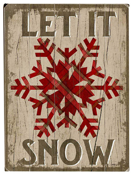 Let It Snow Wood Sign, 12"x16", Planked
