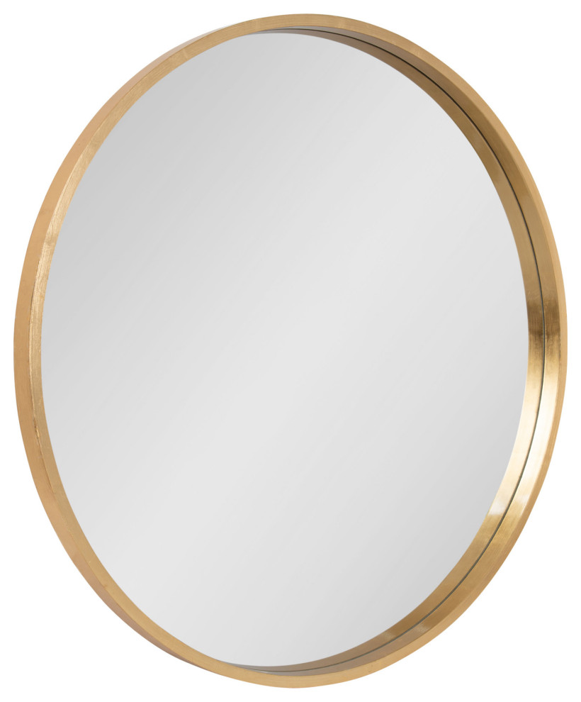 Travis Round Wood Accent Wall Mirror, 31.5" Diameter Farmhouse Bathroom Mirrors by Uniek
