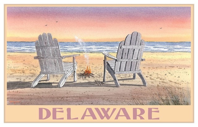 By Artist Dave Bartholet Delaware Adirondack Chairs On Art Print Beach Style Prints And Posters By Art Of Place Houzz