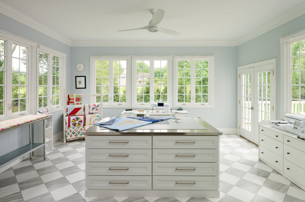 Example of a transitional home office design in Baltimore