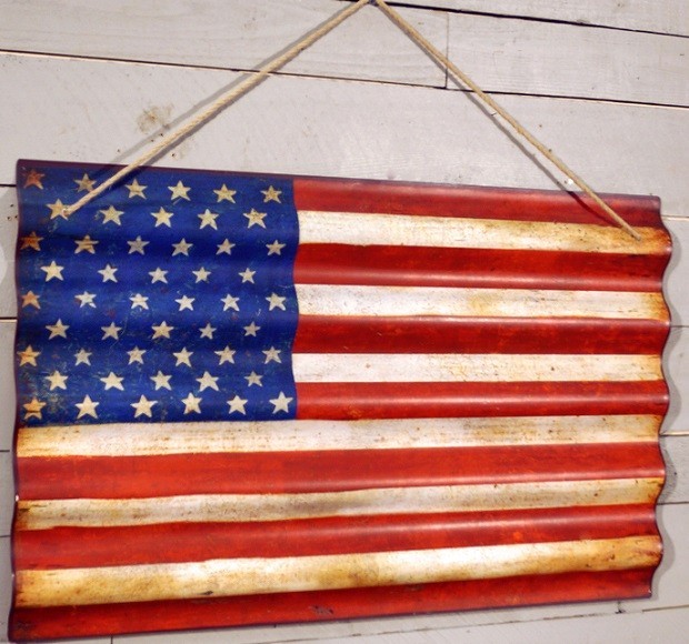 Corrugated Metal American Flag Wall Art