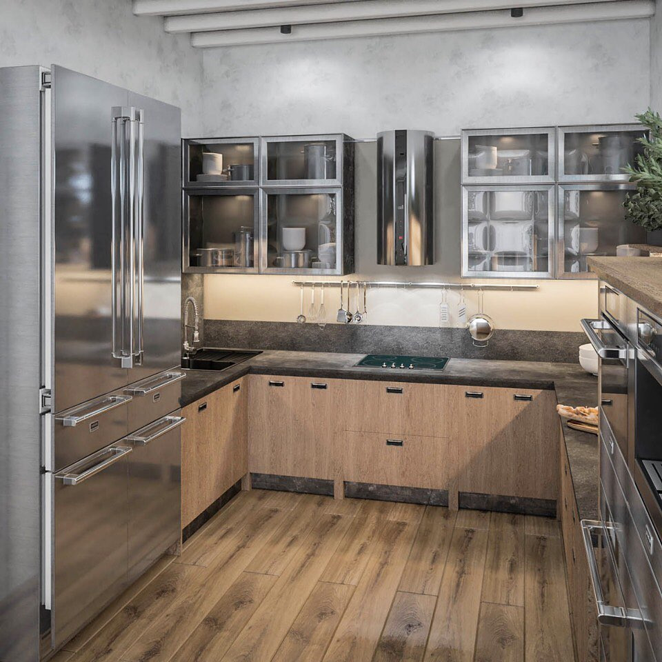 Гостиная и кухня в подземном гараже