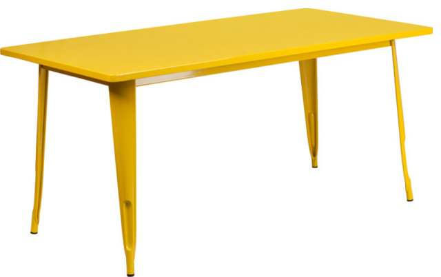 31.5''x63'' Rectangular Yellow Metal Indoor-Outdoor Table