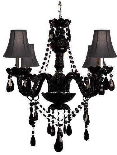 Jet Black Murano Venetian style All Crystalini chandelier Lighting