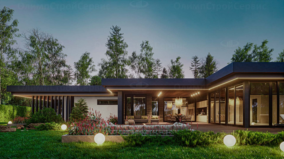 Одноэтажный дом «Бергер» с плоской крышей