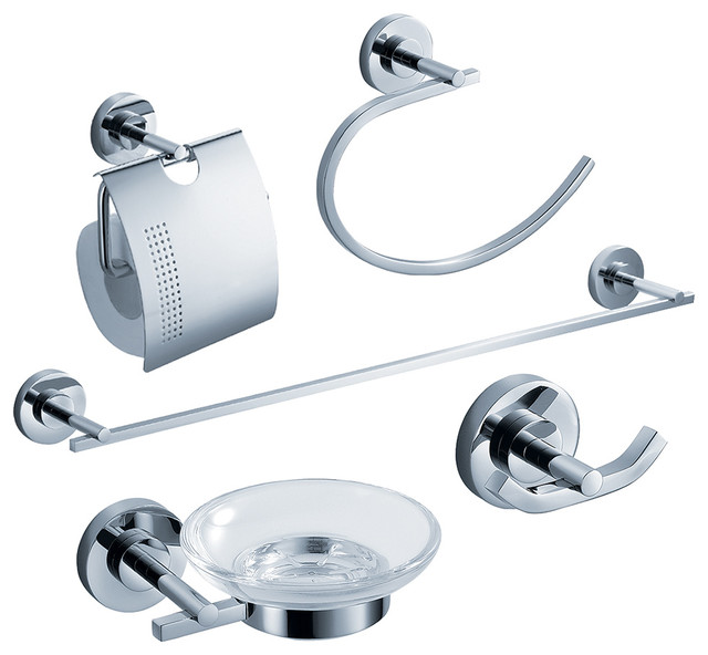 Fresca Alzato 5Piece Bathroom Accessory Set, Chrome Contemporary