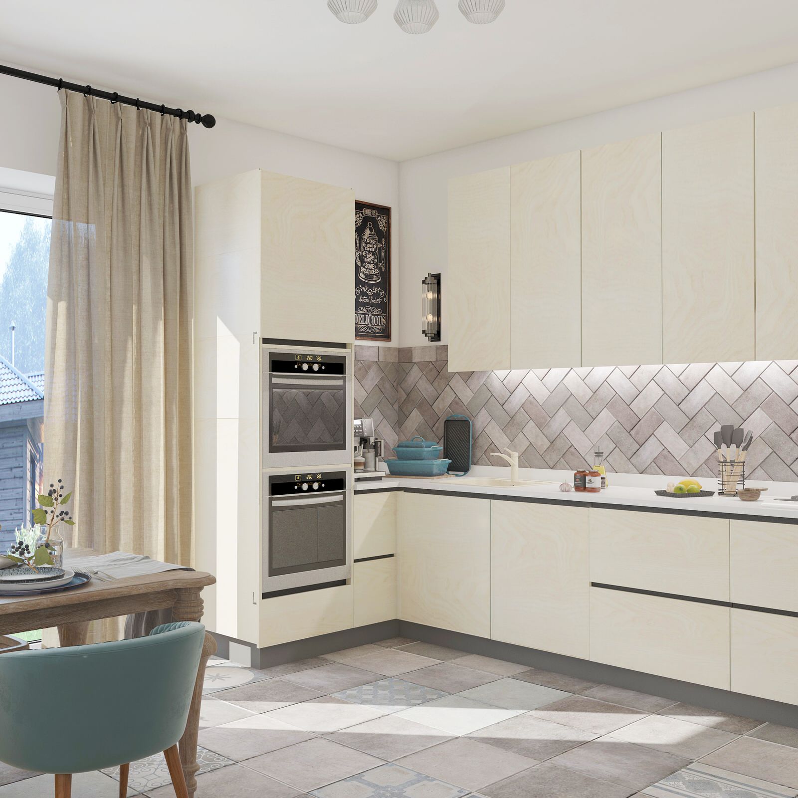 Проект. Интерьер дома в эко стиле (160 кв м)