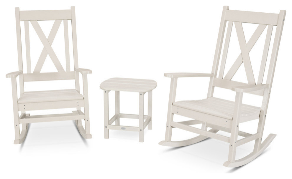 Polywood Braxton 3Piece Porch Rocking Chair Set Beach Style