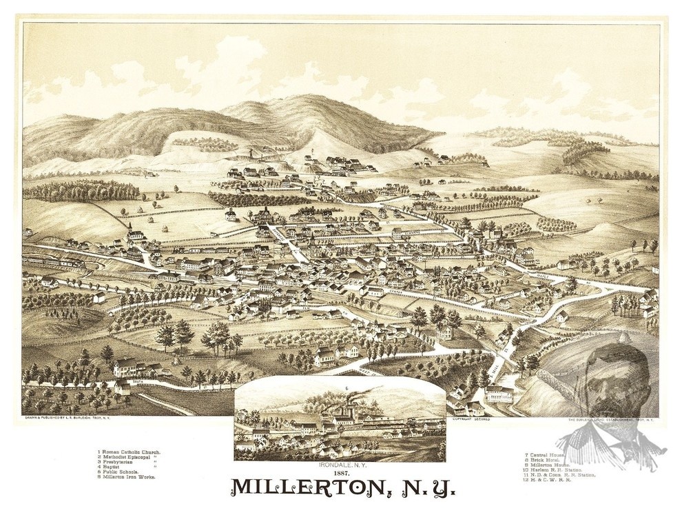 Old Map of Millerton New York 1887, Vintage Map Art Print, 12