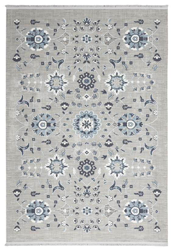 Nourison Lennox LEN04 Transitional Grey/Blue Rectangle Area Rug, 2'3"x3