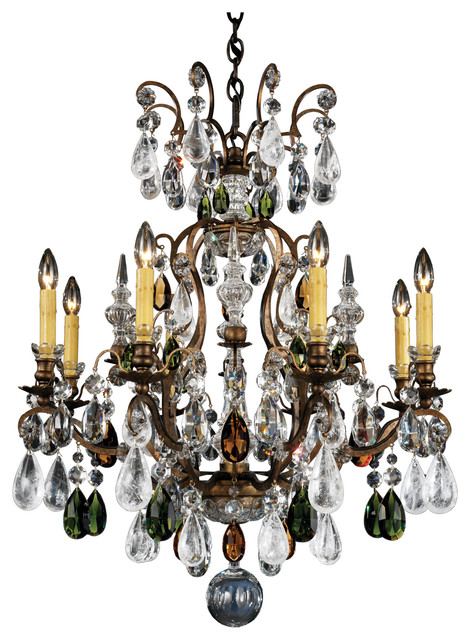 Renaissance Rock Crystal 9-Light Chandelier in Heirloom Bronze