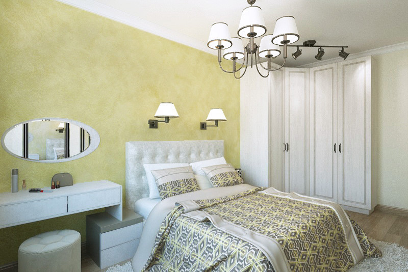 Спальня цвета горчицы