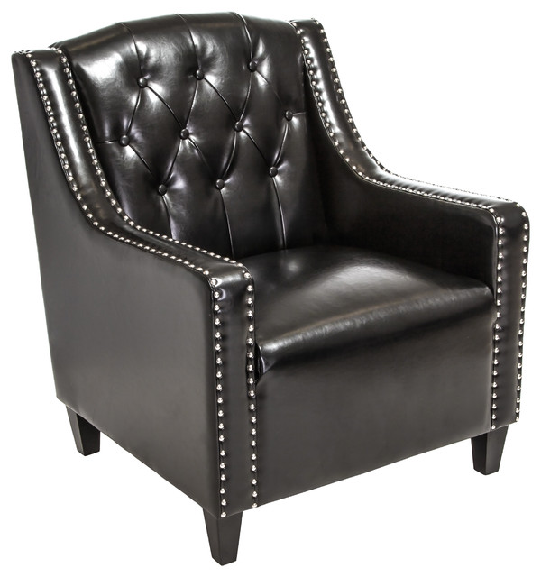 Nottingham Tufted Leather Club Chair, Black