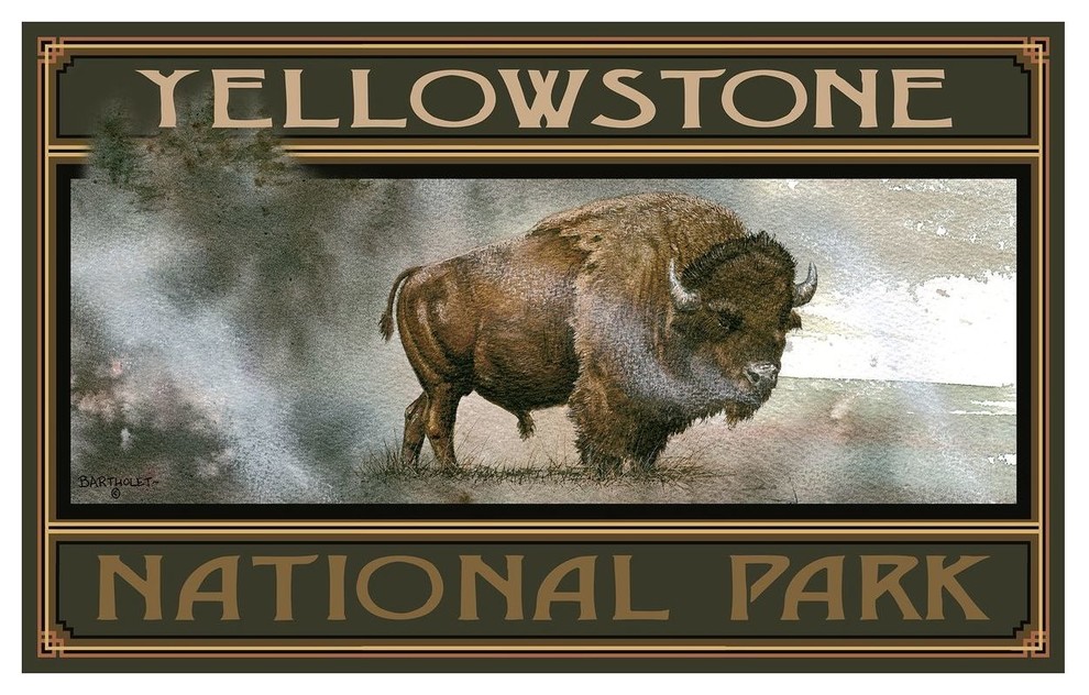 Yellowstone National Park Ridge Runner Elk Giclee Art Print Poster from Original Watercolor by Artist Dave Bartholet