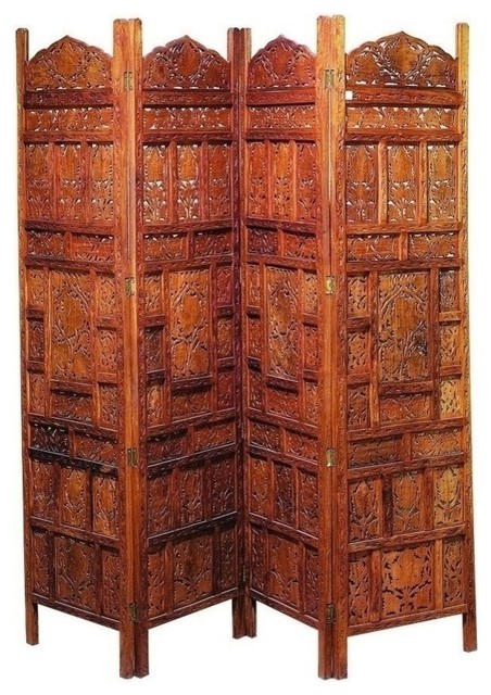Traditional Red Wood Room Divider Screen 17278