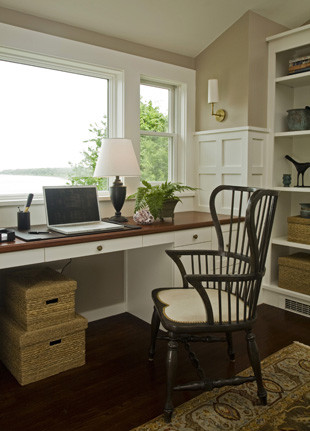 Beach style home office in Providence.