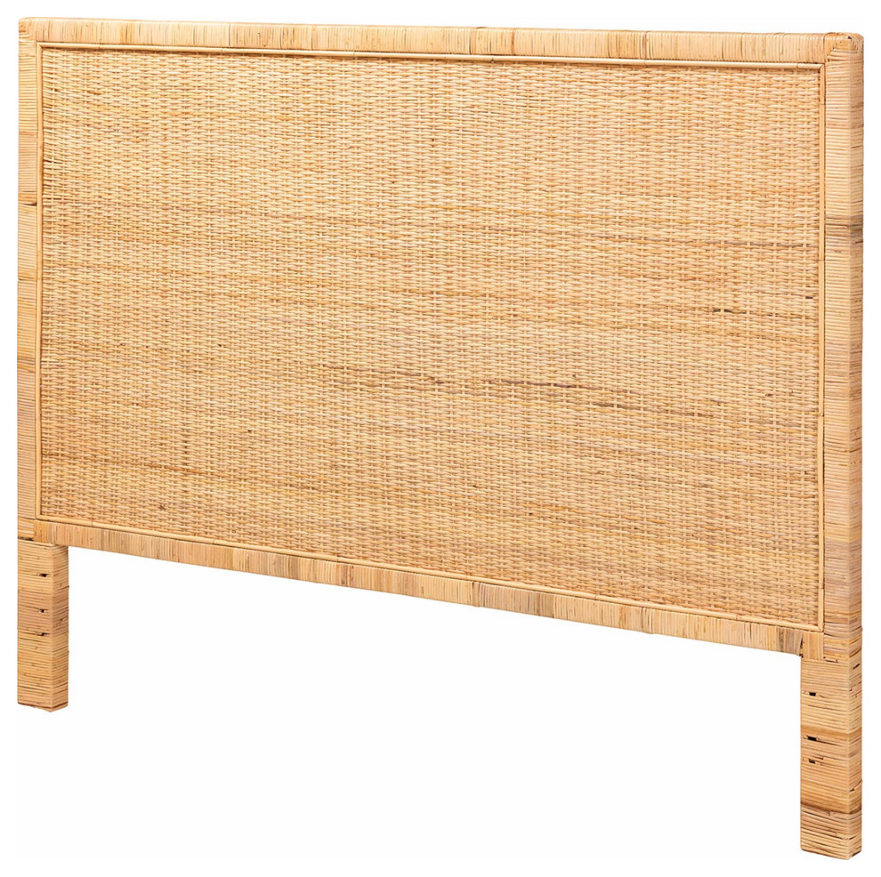 Sri Natural Rattan & Mahogany Headboard, Queen Tropical Headboards