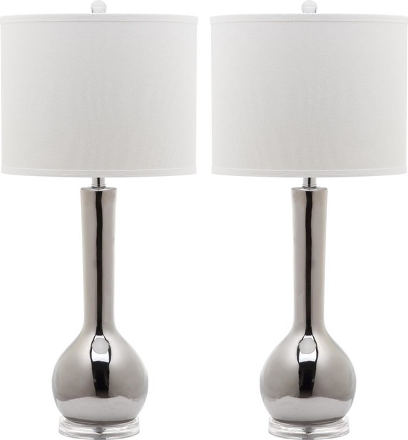 Mae Long Neck Ceramic Table Lamp Set Of 2 Contemporary Mae Long Neck Ceramic Table Lamp Set Of 2 Silver