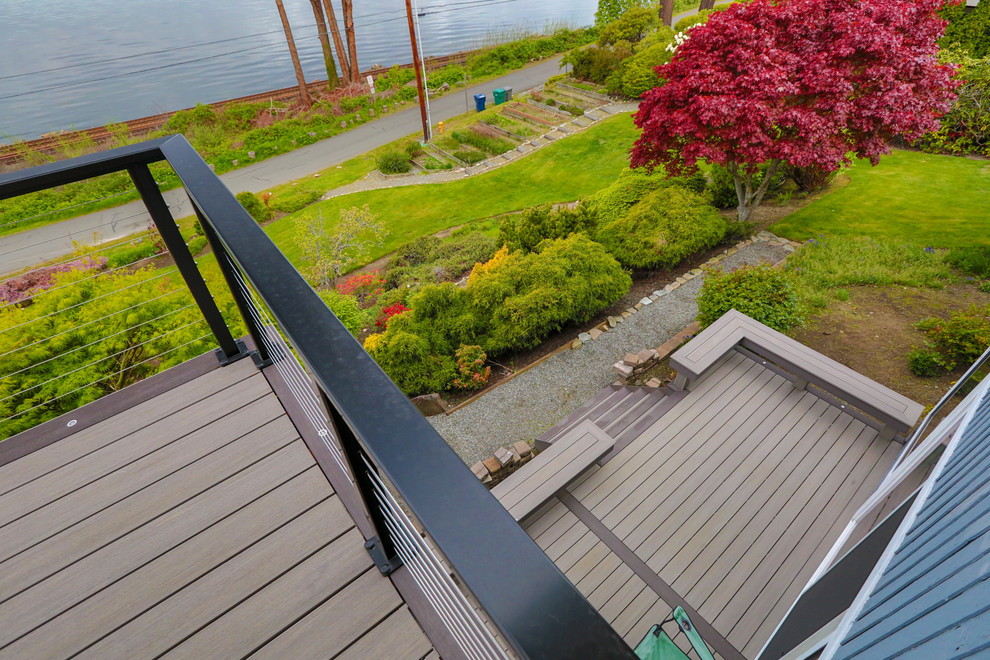 Deck - large coastal side yard deck idea in Seattle