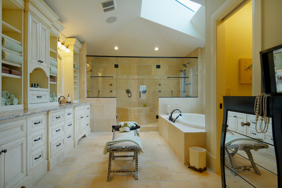 Example of a transitional bathroom design in Calgary