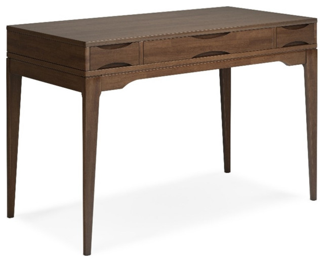 Harper SOLID HARDWOOD Mid Century Modern 48" Wide Small Desk in Walnut