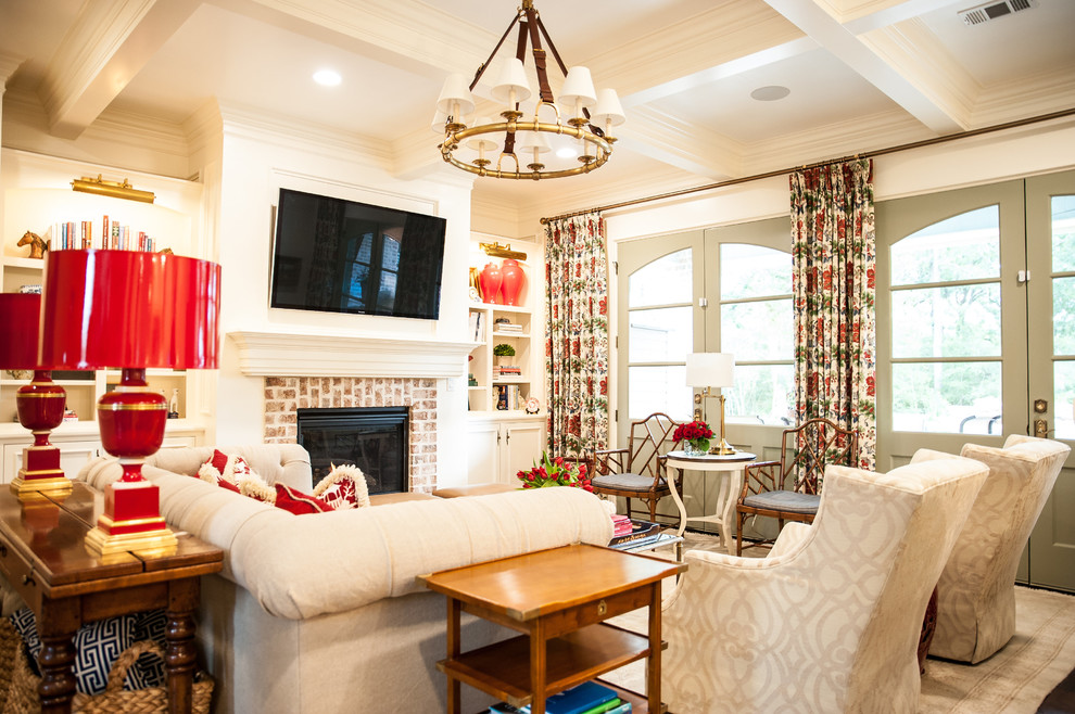 Design ideas for a large transitional open concept family room in Austin.