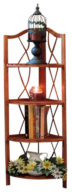 Lavish Home 4-Tier Wood Folding Corner Display Shelf