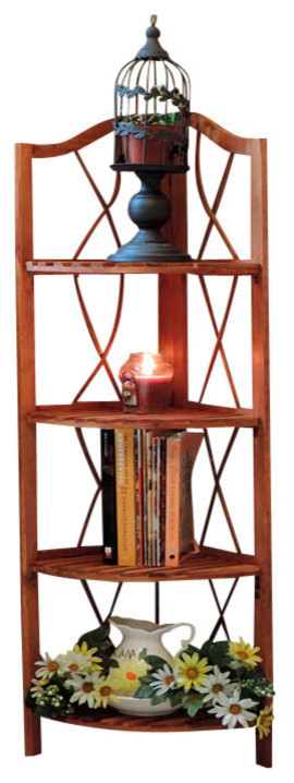 Lavish Home 4 Tier Wood Folding Corner Display Shelf