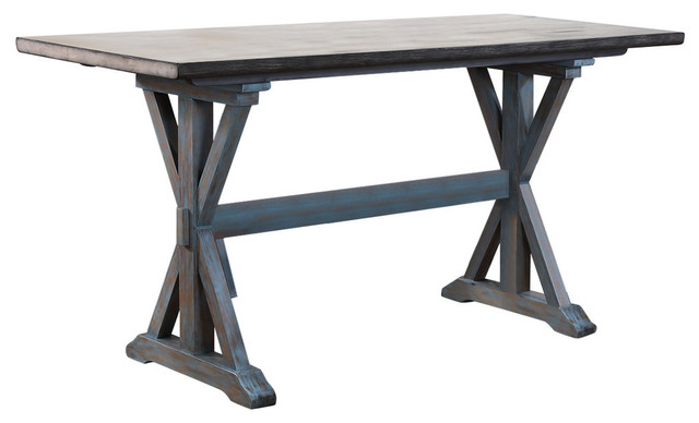 Decatur Counter Height Dining Table Distressed Gray Washed Blue Wood Decatur Counter Height Dining Table Distressed Gray Washed Blue Wood