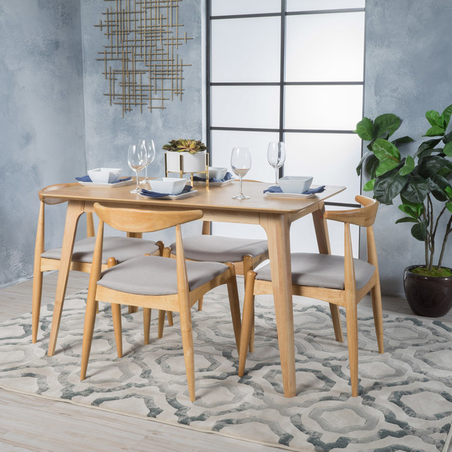 GDF Studio 5-Piece Francaise Mid Century Oak Finish Dining Set ...