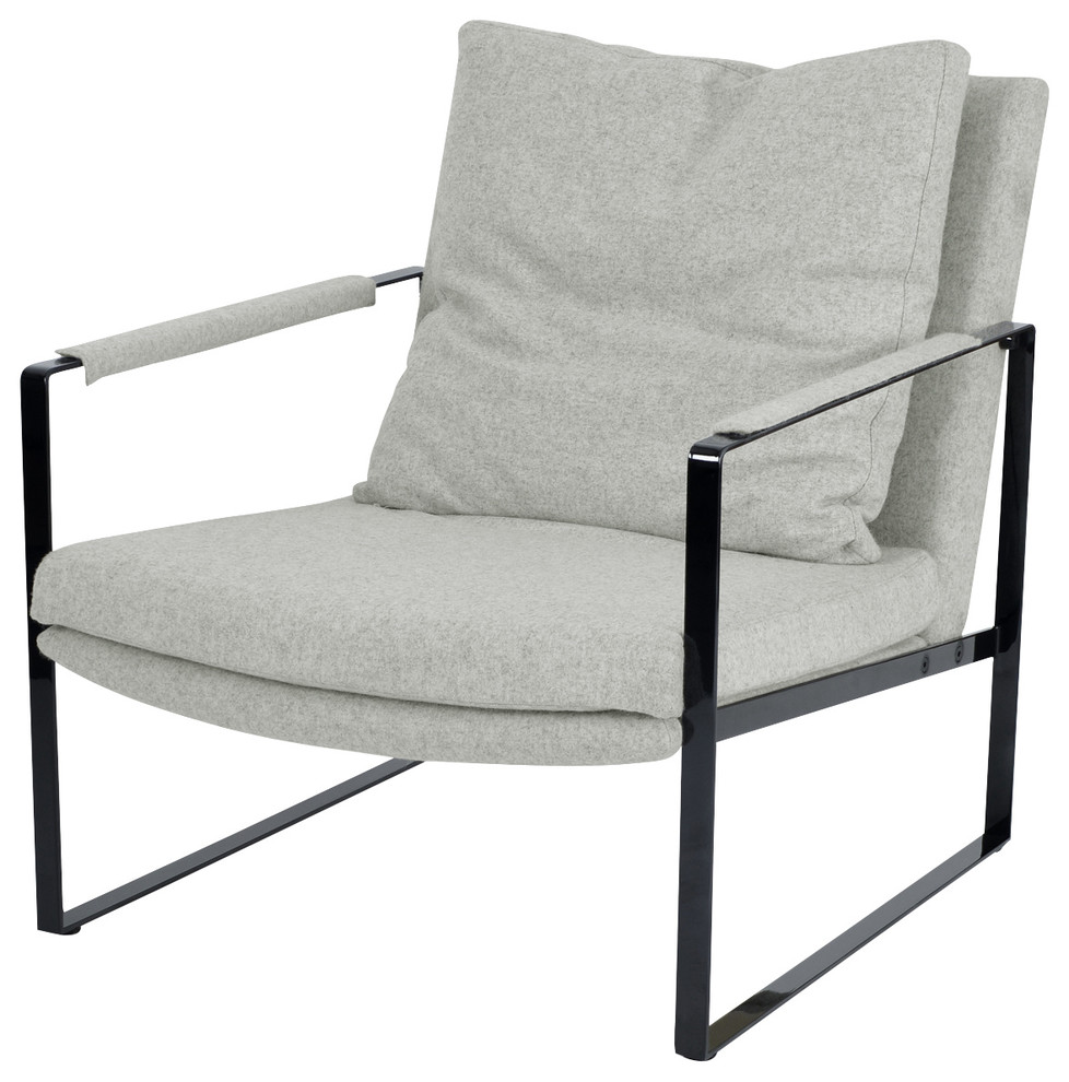 Zara Arm Chair, Stainless Steel Base, Dark Gray Camira Wool