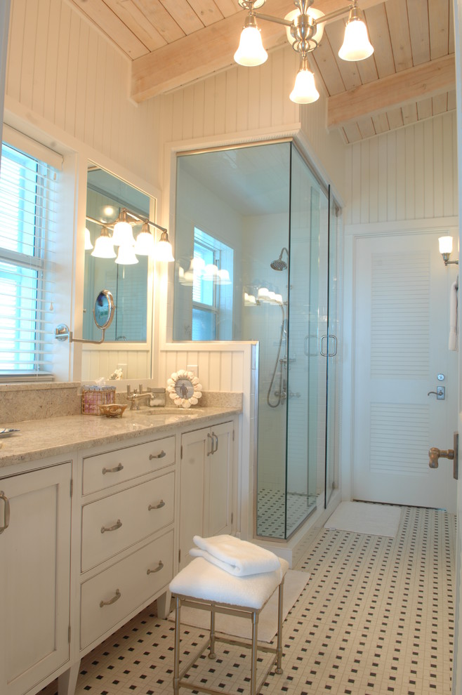 Coastal Retreat Tropical Bathroom Miami by Benson & Associates, Interior Design