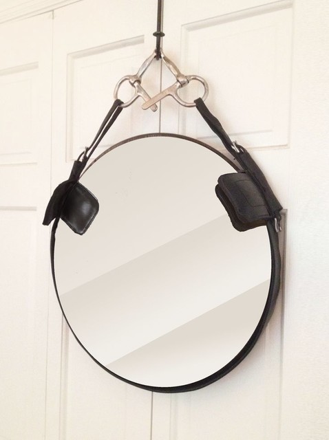 Custom Leather Bridle Mirror with Blinders